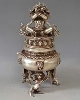 

Rare Tibet Silver Mahakala Buddha Incense Burner Censer free shipping