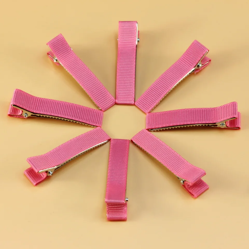30p 50mm Double Prong Alligator Hair Clip for Kids Hair Bow Satin Ribbon Hairpin