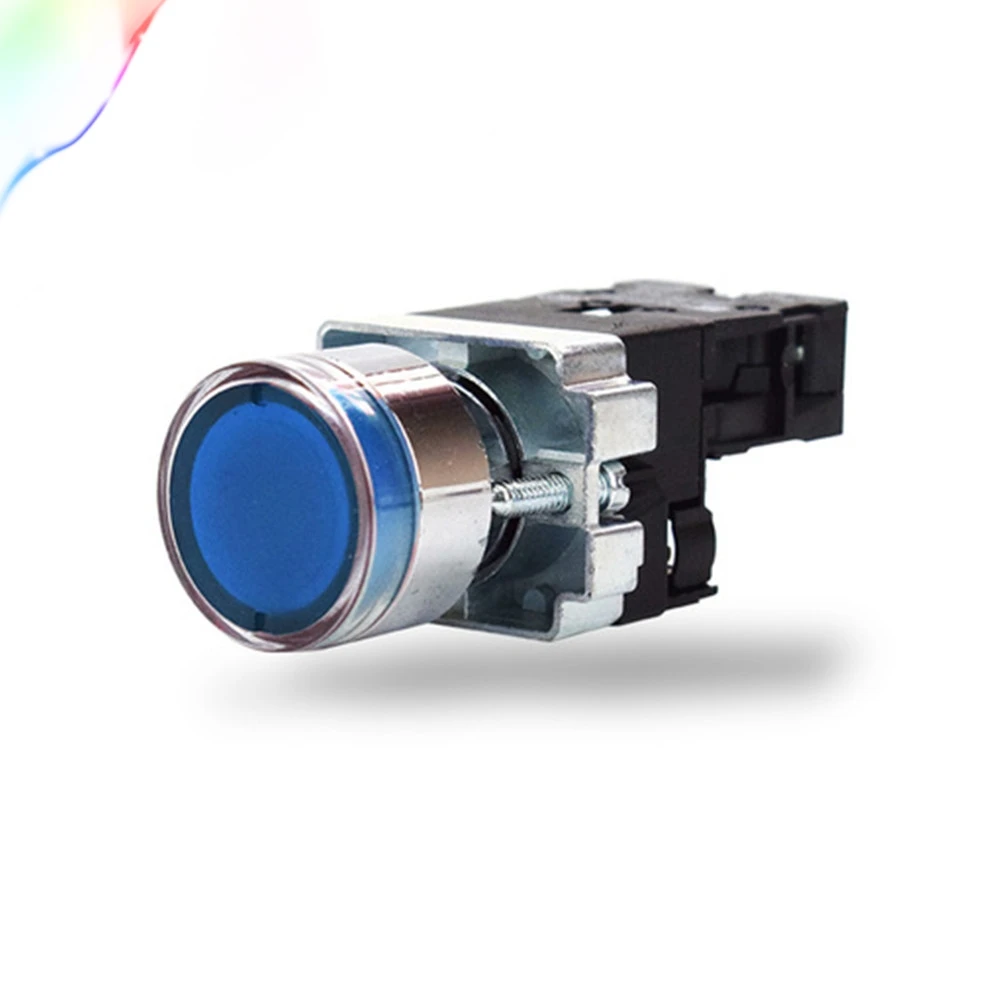 22 мм Мгновенный Круглый кнопочный переключатель XB2-BW3361C с светодиодный светильник 1 NO 24 V/AC220V/AC380V зеленый, красный, желтый, синий