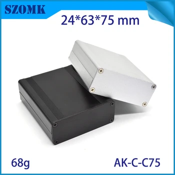 

10 pcs, 24*63*75mm amplifier extruded aluminum enclosure box szomk hot selling aluminum project box pcb instrument housing