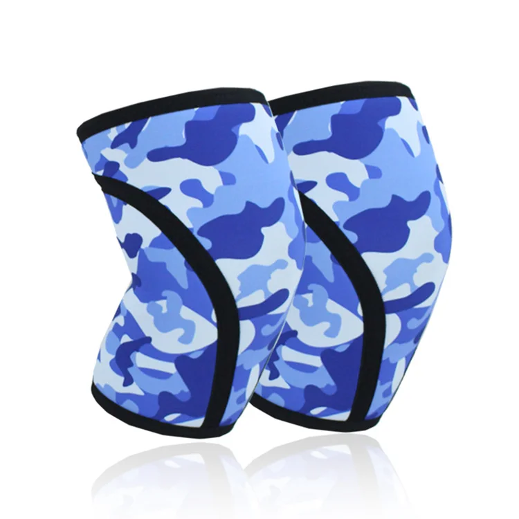 Поддержка колена наколенники наколенников 7 мм неопрен толстый компрессионный наколенник рукава для занятий тяжелой атлетикой, приседаний Кроссфит обучение суставов поддержка наколенников - Цвет: Sky Blue