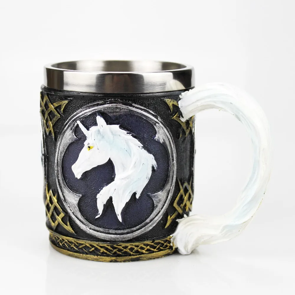 Нержавеющая сталь Череп кружка содержит волк Павлин Дракон Единорог якорь 3D дизайн кофе пивная кружка кружки лучший подарок