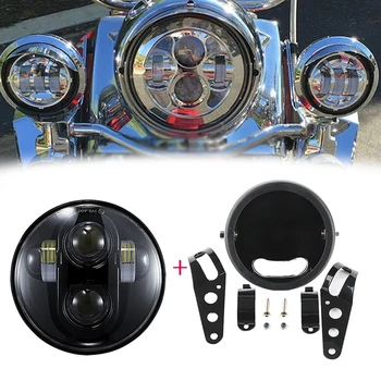 

1 PCS Motorcycle 5.75inch 5-3/4'' LED Projector Headlight High Low Beam with White Daytime Running Light for 08-later FXDF model