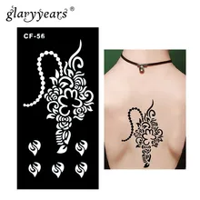 Glaryyears, 1 лист, хна, трафарет для татуировки, черный цветочный узор, паста, Модный Рисунок, для девушек, боди-арт, тату, сексуальный трафарет, водонепроницаемый