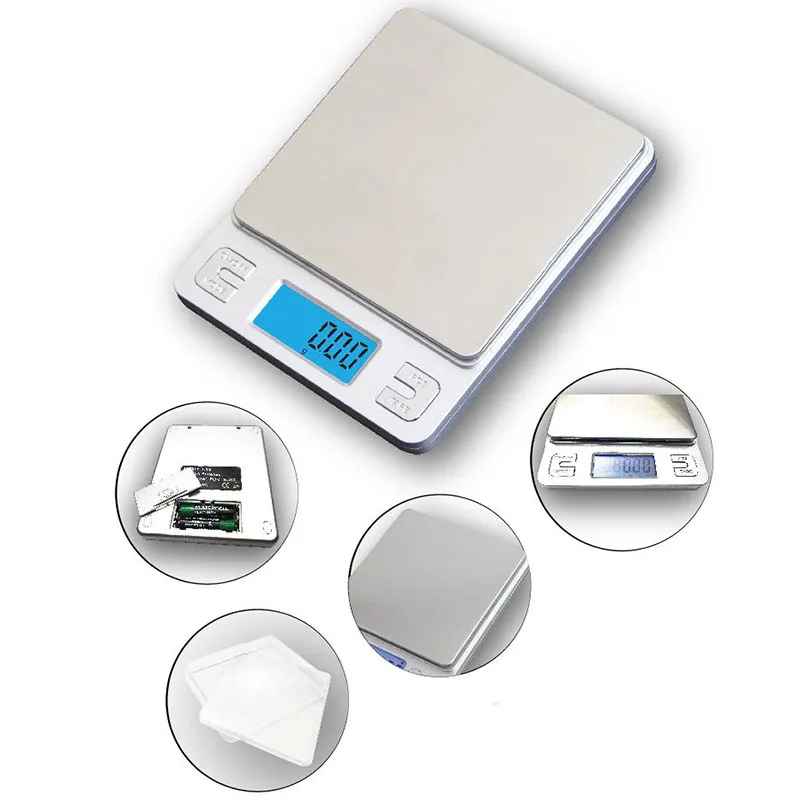 500g 0.01g LCD Digital Kitchen Scale Electronic Stainless Steel Precision Jewelry Scales Weighing Device with Backlight 