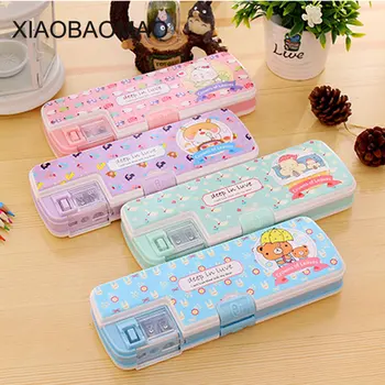 

Creative multifunctional pencil box with Pencil Sharpener pencil cases for girls Korean Fashion Cartoo Pencil Case for sch