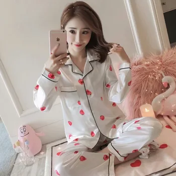 

Tony&Candice Women Silk Pajamas 2-Peice Set Satin Silk Pijama Ladies Sleepwear Soft Pyjamas Suit Long Sleeves Nightgown Homewear