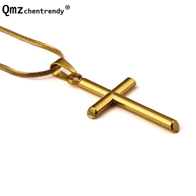 Hiphop Necklace Golden Simple Cross Pendants Necklace Hip Hop Rapper