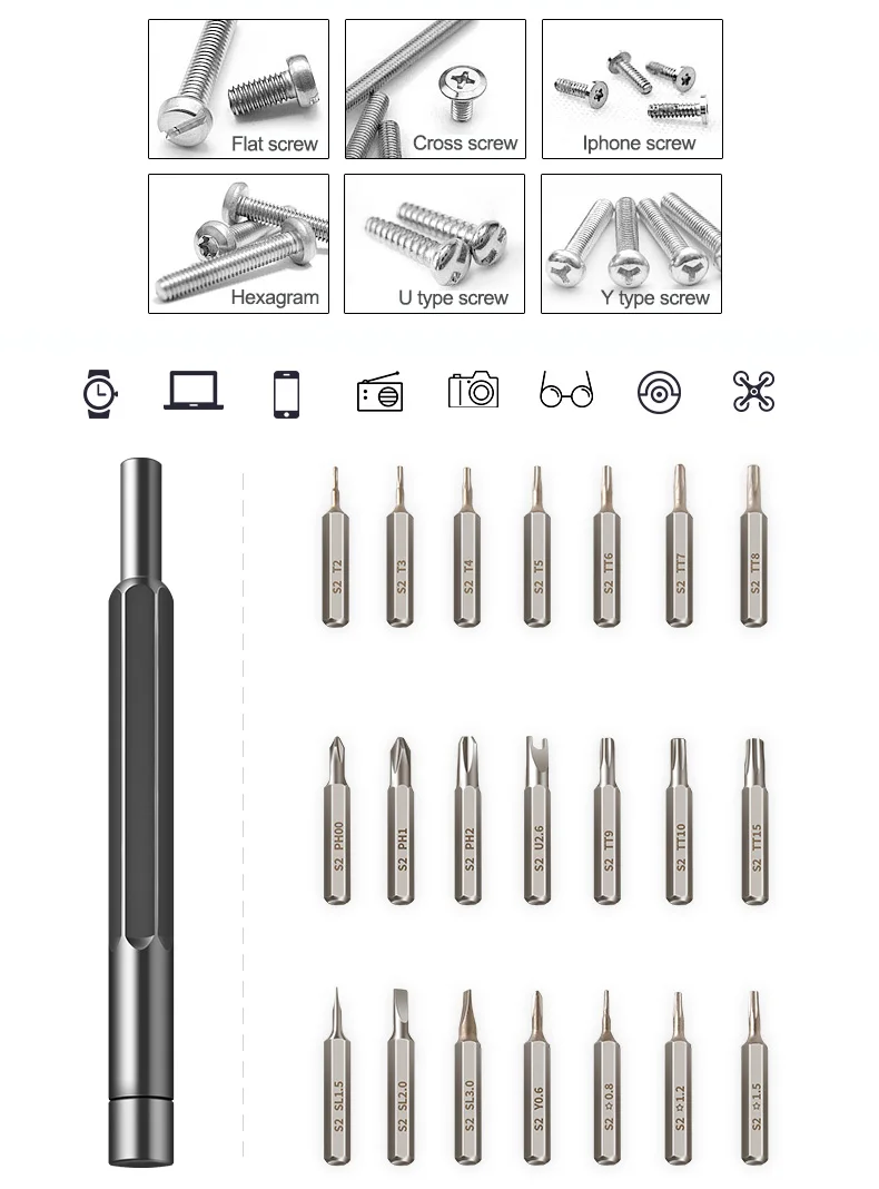 Набор прецизионных отверток FUJIWARA 21 шт., набор магнитных мини-отверток для телефона, ПК, Ipad, ремонта камеры, инструменты для разборки