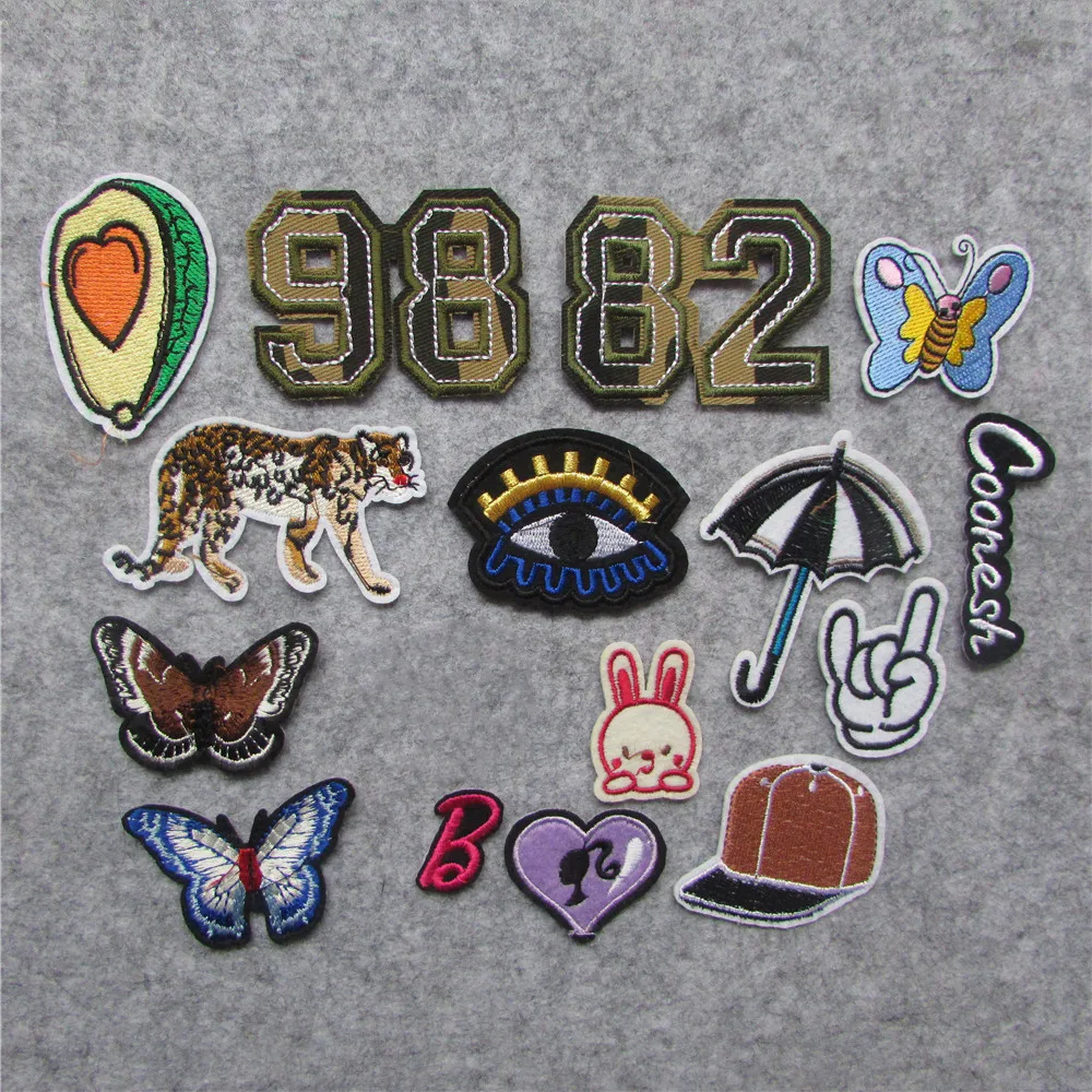 

mix different style Heart Patch Iron On Kid Cheap Embroidered Cute Cartoon Patches For Clothes Sticker Jacket DIY Badges Appliqu