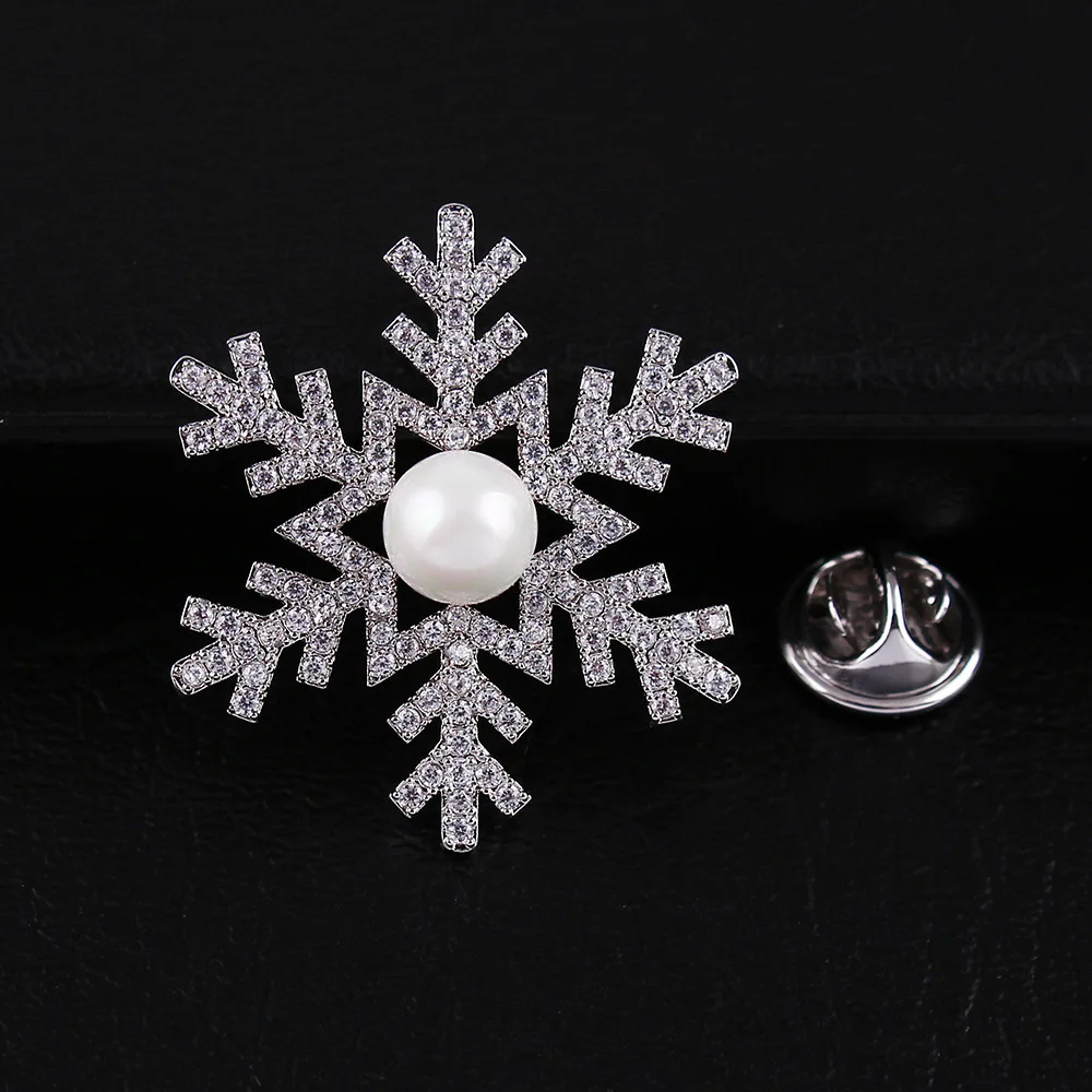 

CINDY XIANG Cubic Zirconia Snowflake Collar Pins For Women And Men Unisex Fashion Brooch Pin Copper Jewelry High Quality Gift