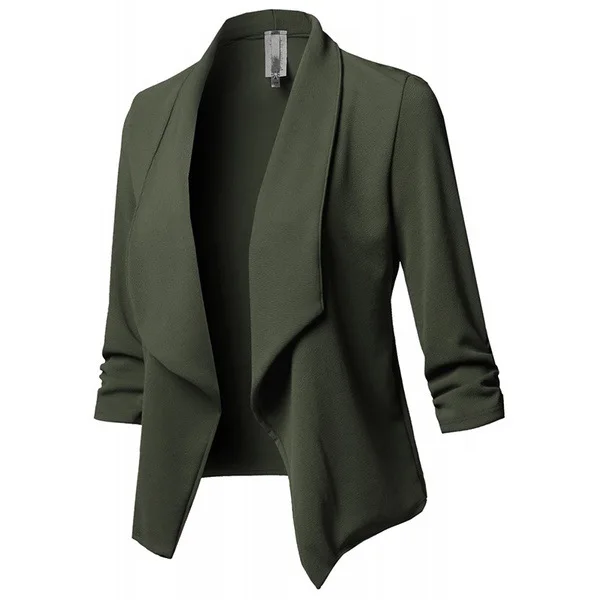 2019 Autumn New Women Open Stitch Short Coat Fashion Ruffle Casual Jacket Female Solid Plus Size Outwear B34 2019 Autumn New Women Open Stitch Short Coat Fashion Ruffle Casual Jacket Female Solid Plus Size Outwear B34