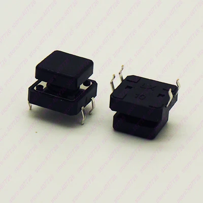 10 шт. 12X12 мм H = 9 мм с квадратной крышкой мгновенные тактильные 4PIN SMT/DIP тактовый переключатель кнопочный переключатель микроклавишная кнопка - Цвет: DIP With Black Cap