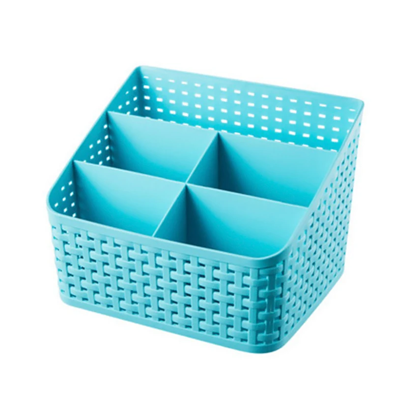 Пластиковый ящик для хранения косметики для стола, держатель для кистей для макияжа, офисные туалетные принадлежности для ванной комнаты, органайзер для ювелирных изделий - Цвет: Blue-5