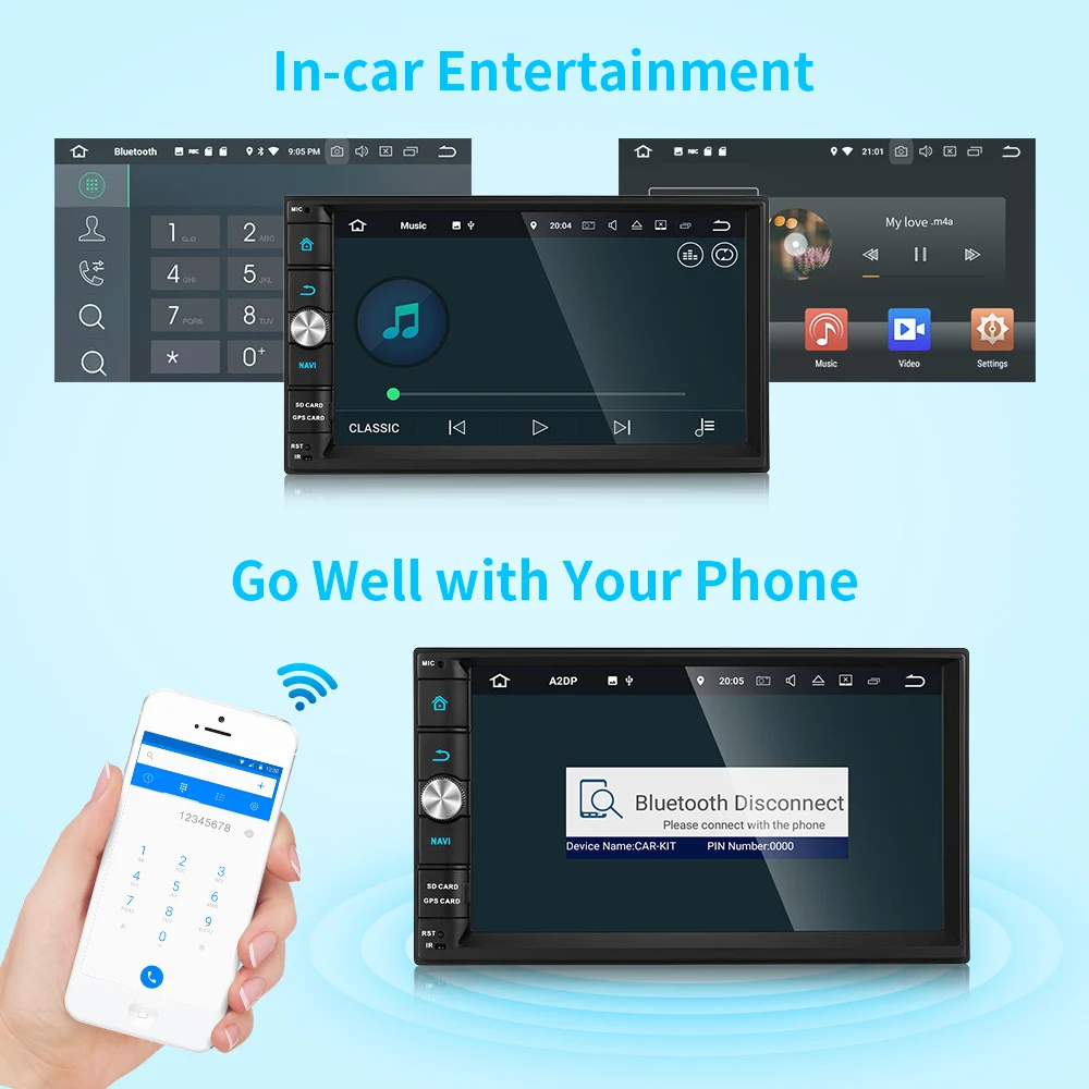 Top Clearance Android 8.0 4G RAM 2Din Car Multimedia Player GPS Navigation Auto Head Unit Car Entertainment GPS OBD Music Video 4