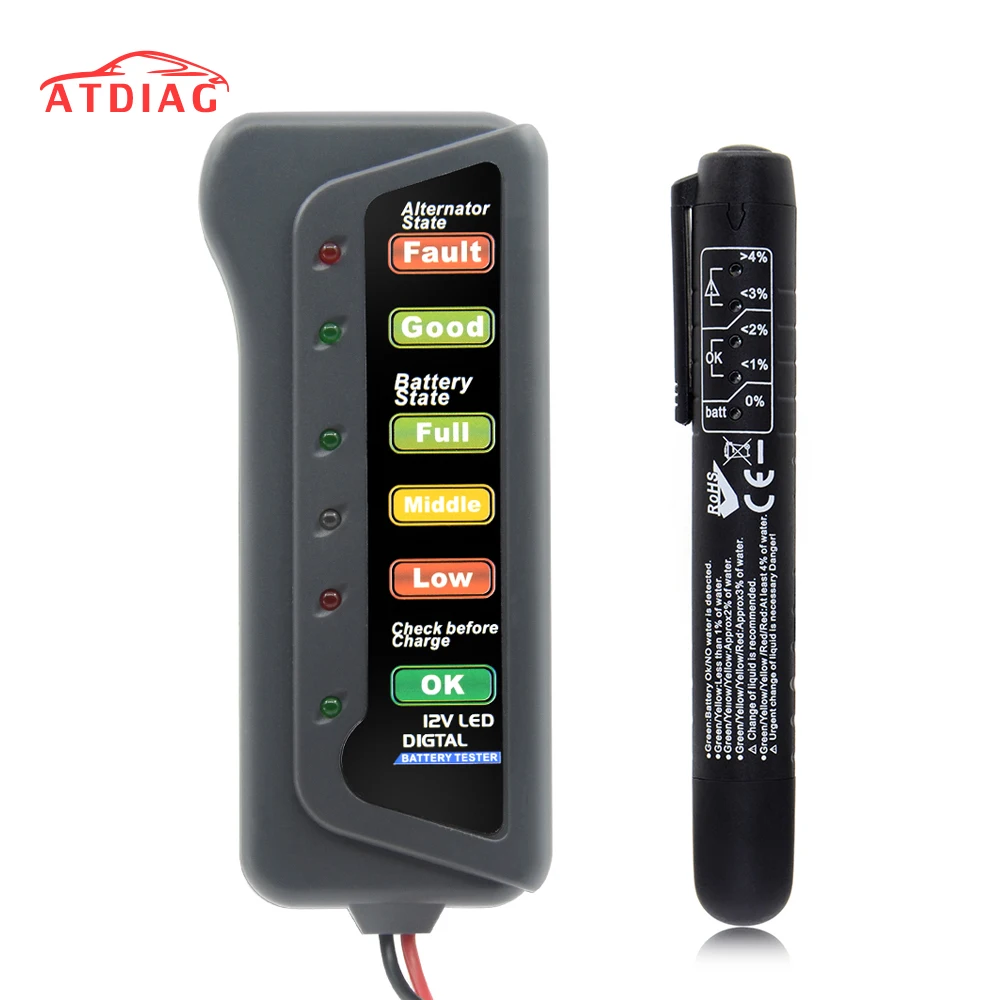 

12V Digital Battery Alternator Tester 6 LED Lights Display brake fluid tester Auto Car Diagnostic for Cars Vehicle Motorcycle