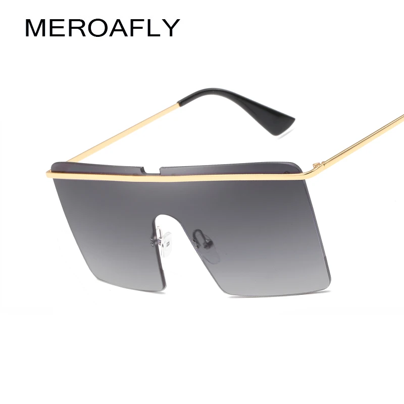 MEROAFLY без оправы негабаритных солнцезащитные очки Для женщин 2019 металл высокое качество дизайнер многоцветный солнцезащитные очки для Для