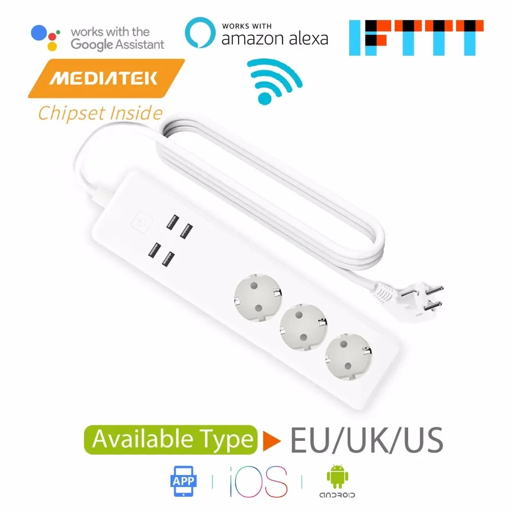 Smart WiFi Surge Protector, Amazon Alexa & Google Assistant & IFTTT Supported, App Remote Control Meross MSS425E Smart WiFi Surge Protector, Amazon Alexa & Google Assistant & IFTTT Supported, App Remote Control Meross MSS425E