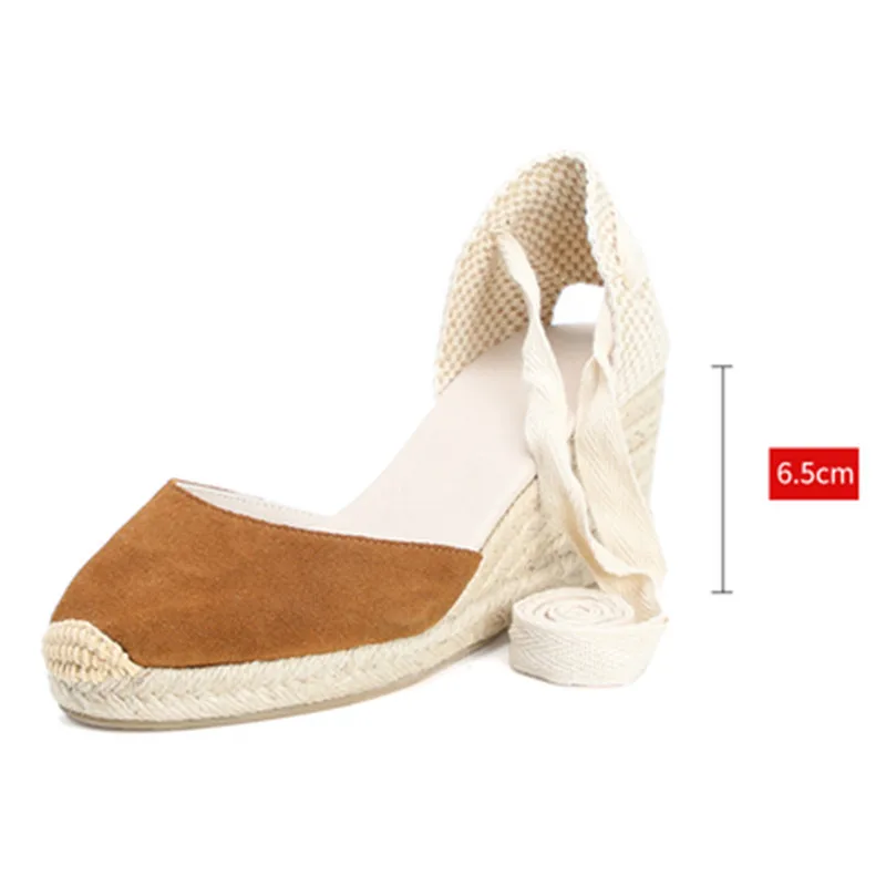 Bohemian Women Sandals Espadrilles Ankle Strap Straw Platform Wedges For Female Shoes Cow Suede Lady High Heels Sandal Big Size  (12)