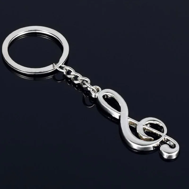 Musical Note Key Ring Key Chain Silver Plated Musical Note Keychain for