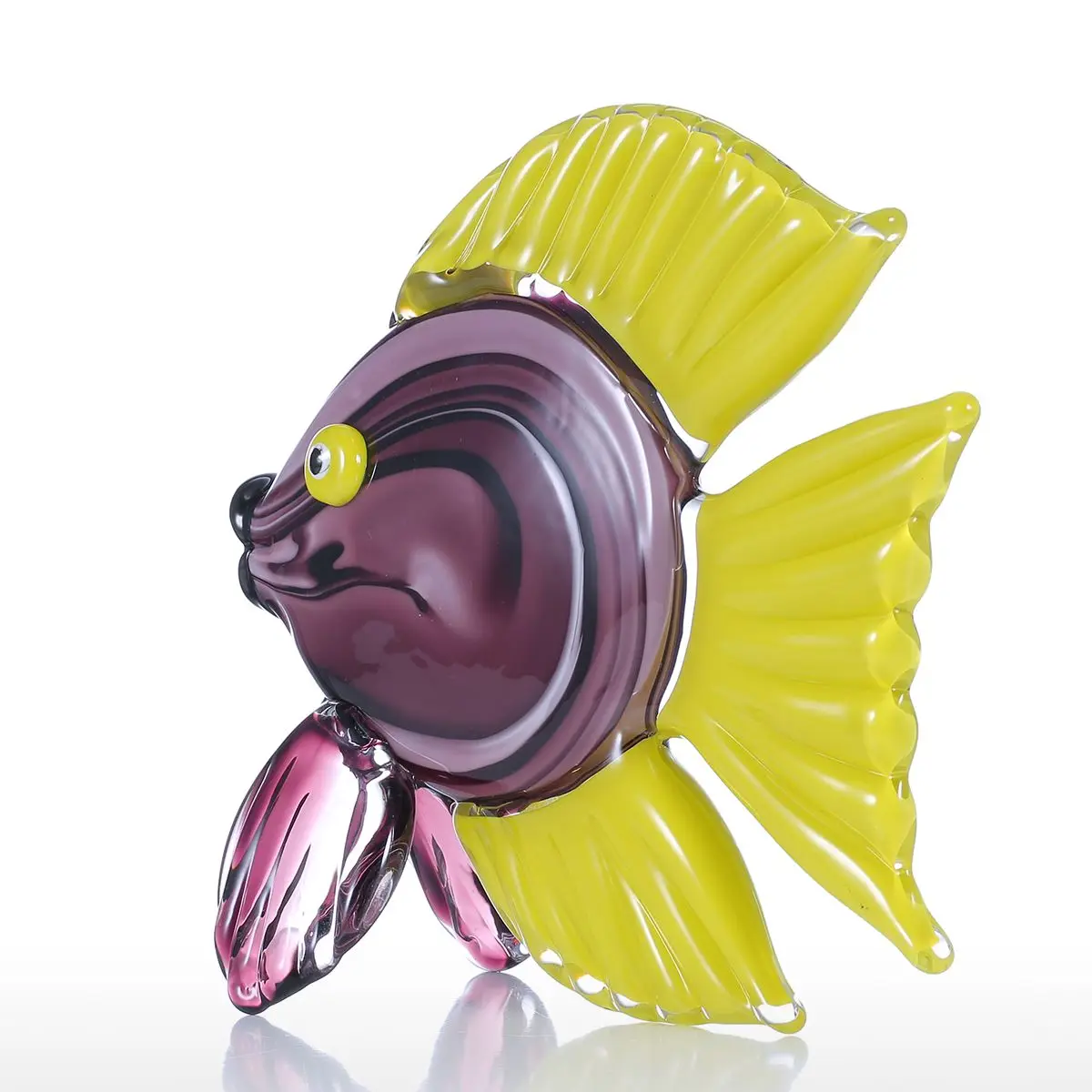 Tooarts желтые Тропические рыбы стеклянные фигурки украшение для дома с изображением животных Декоративная фигурка подарок стекло ремесло для домашнего офиса