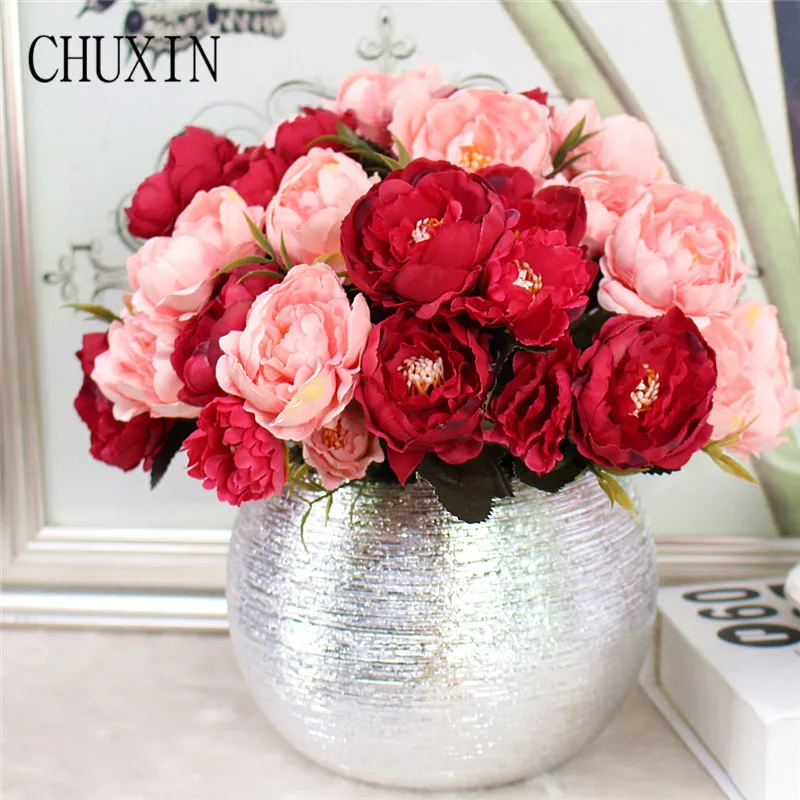 

Artificial silk mini peony flower home living room hotel table decoration fake flower wedding hand holding photography props