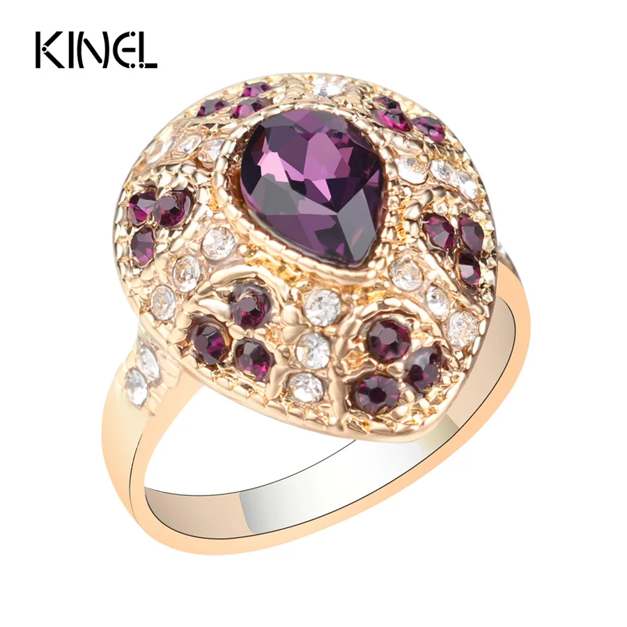 

Glamour Women Jewelry Water Drop Multicolour Crystal Rings Big Size Rings 11 Wedding Ring Vintage Jewelry