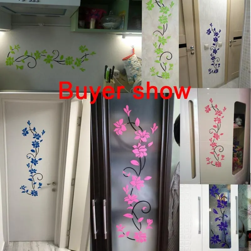 Acrylic Flower Wall Stickers Poster New Year Decorations Removable Stickers For Kitchen DIY Wall Stickers For Kids Rooms