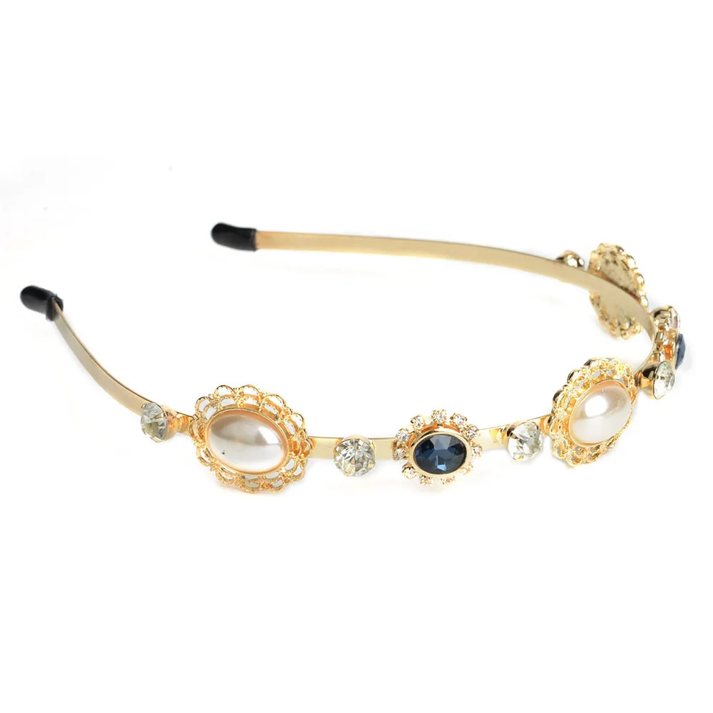 

Hot Fashion Rhinestone Oval Simulated Pearl Baroque Hairpin Hair Band Headband Bridal Hair Accessories cheveux mariage