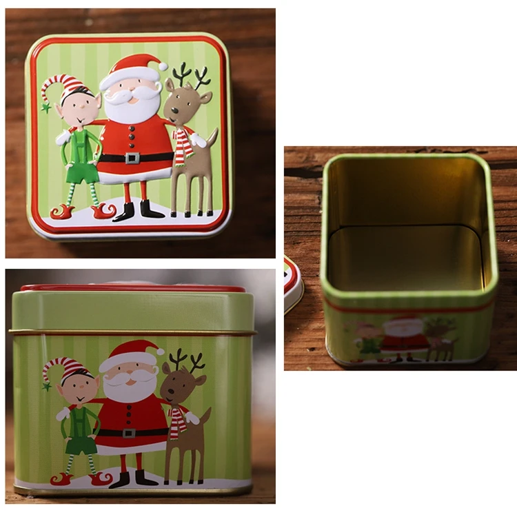 Taoup Metal Christmas Candy Boxes Santa Claus Home Decor for Christmas Gift Boxes Present Holder Bags Noel New Year Table Decor