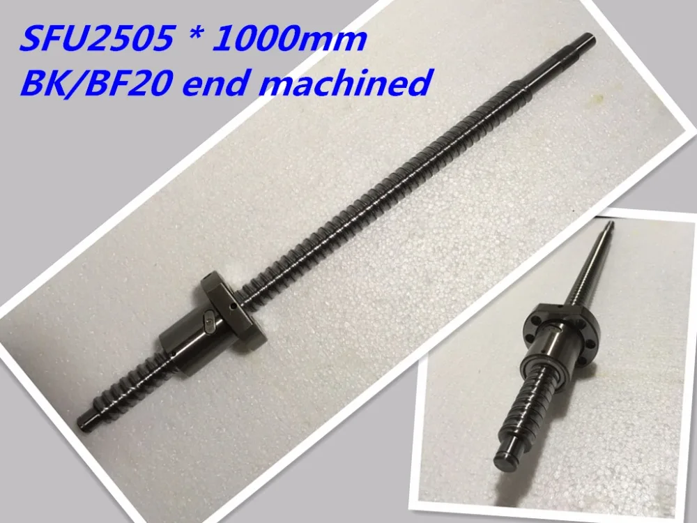 1pc 25mm Ball Screw Rolled C7 ballscrew 2505 SFU2505 1000mm BK20 BF20 end processing 1pc SFU2505