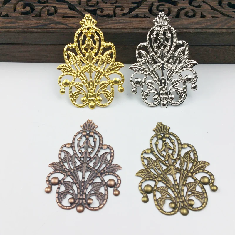 

20pcs 35x48mm Filigree fl Wraps Metal Charms For Embellishment Scrapbook DIY Jewelry Metal Craft Headwear accessories