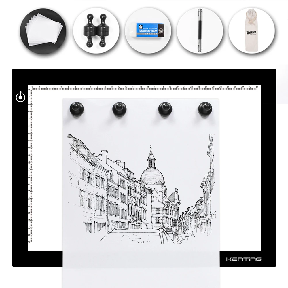 

Magnetic K4M Adjustable LED Light Box Kenting Copy Tracing Board Pads Digital Drawing Tablet USB Powered for Animation Sketching
