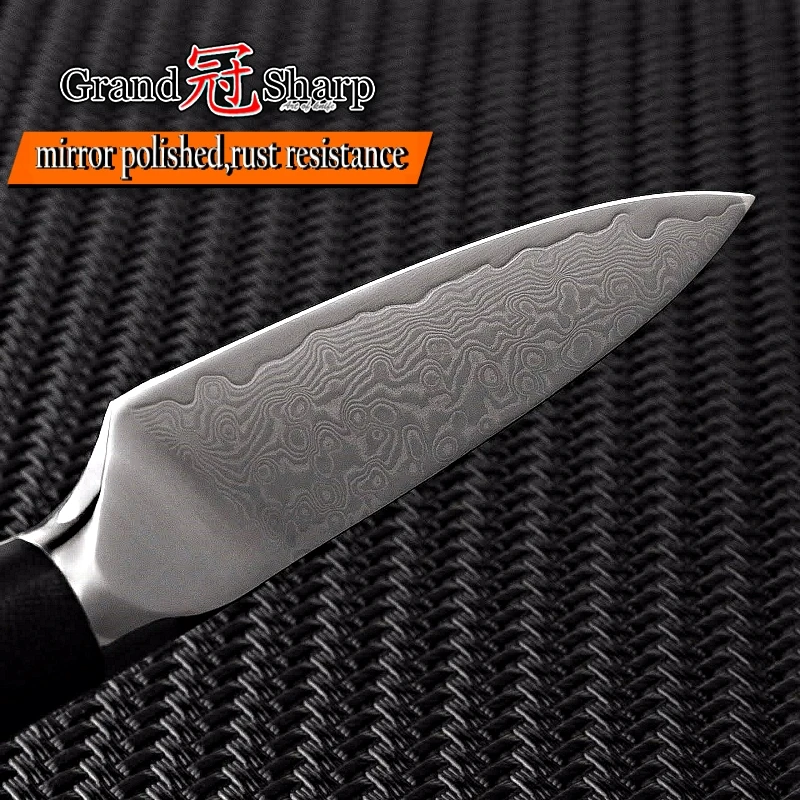GRANDSHARP-Damascus-Paring-knife-3-5-Japanese-Damascus-Steel-VG-10-Knife-Mosaic-Rivet-G10-Handle (5)