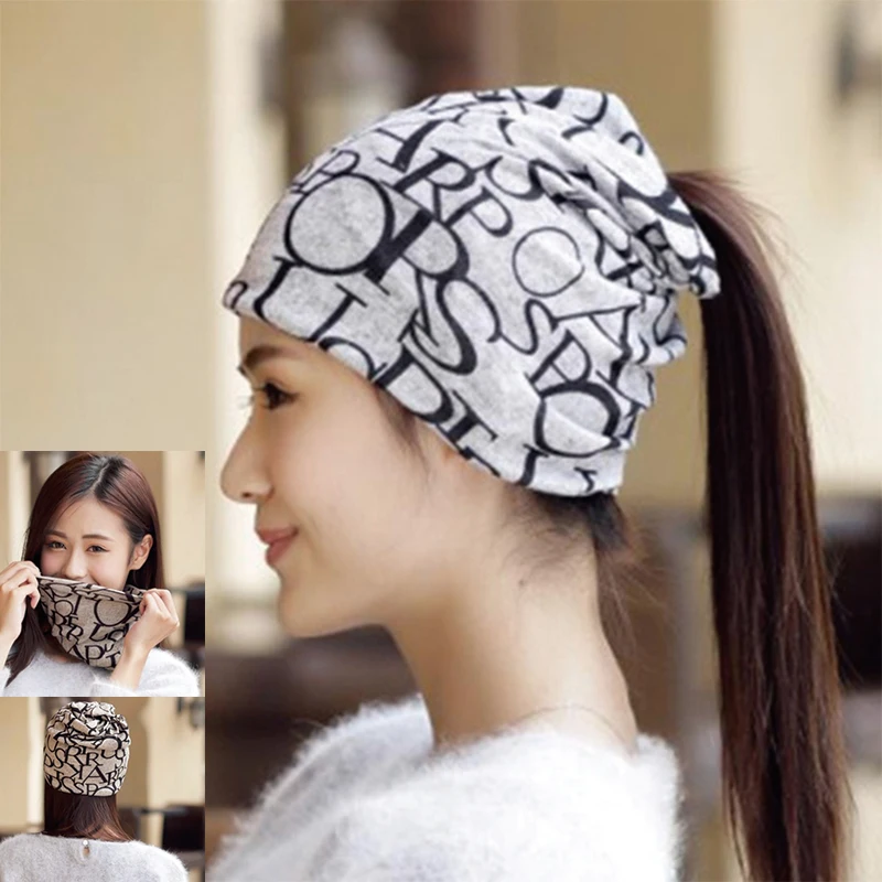

spring autumn winter gorros womens hat beanie for women 3 way to wear bonnet female multifunctional beanies elastic casquette