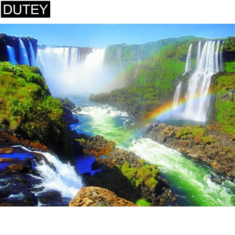 FULL 5d diy diamond painting cross stitch 3d diamond embroidery kits waterfall landscape diamond mosaic Home Decor paintings