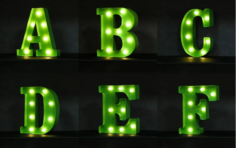 Letreiro de Led Sinal de Luz para Cima Cima do Vintage Letras de Plástico Queda de Potência. Boa Qualidade Letras do Vintage Alfabeto Luz Interior 5 Módulos de LED