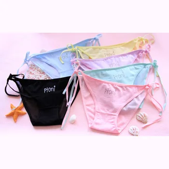 

2019 Girls Underwear 6pc/lot lace lovely T panties Bow letter Low Waist Briefs Young Girl Pants children 12-20year students