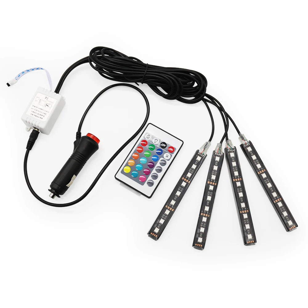  MODERN CAR RGB LED DRL Strip Light Car Interior Decorative Lights Automobile Atmosphere Lamp Remote - 32907648414
