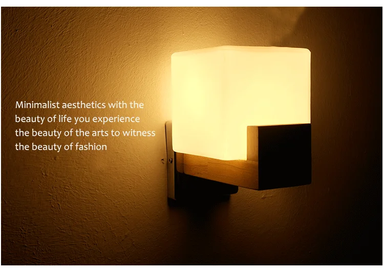 DE.SOUL Japan Style Modern Oak Wood Wall Lamps Cube Sugar Lampshade Bedroom Bedside Wall Light Home Wall Sconce 110-220V_11