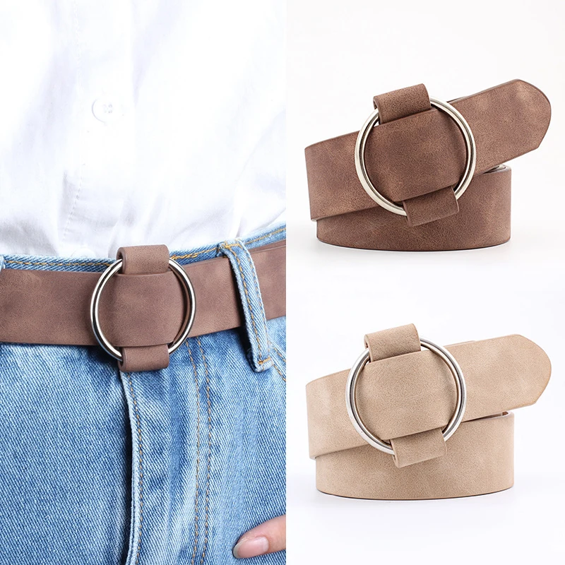 

2019 Adjustable 8 Colors Faux Leather Unique New Fashion Womens Designer Round Casual Ladies Belts 1PC High Quality New Arrival