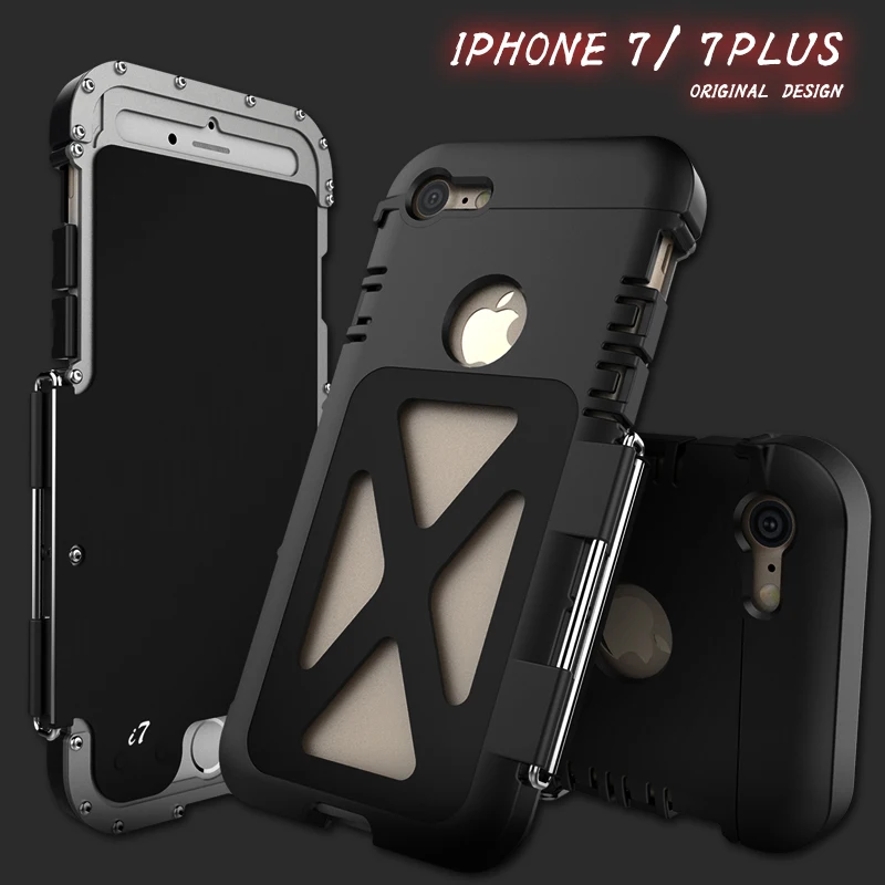 

Luxury Shockproof Powerful Protection Aluminum Metal Cover Cell For iPhone 7 Plus 4.7 "Armor King Iron Man Steel Flip R-just