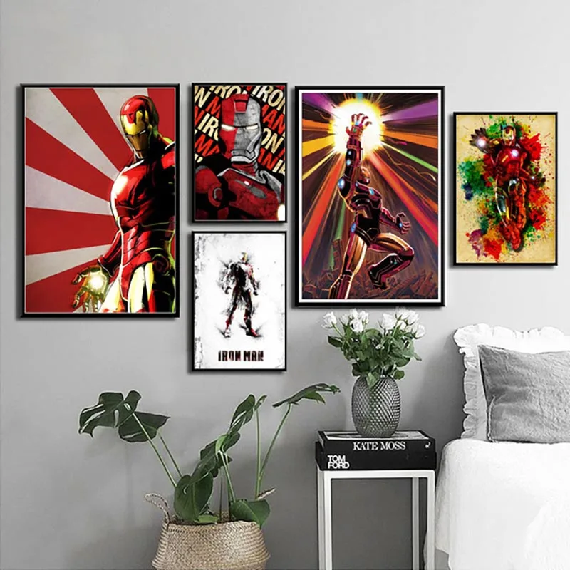 

Canvas Pictures Home Decor Nordic Style Tony Stark Iron Man Superheroes Movie Painting Wall Art Prints Watercolor Living Room