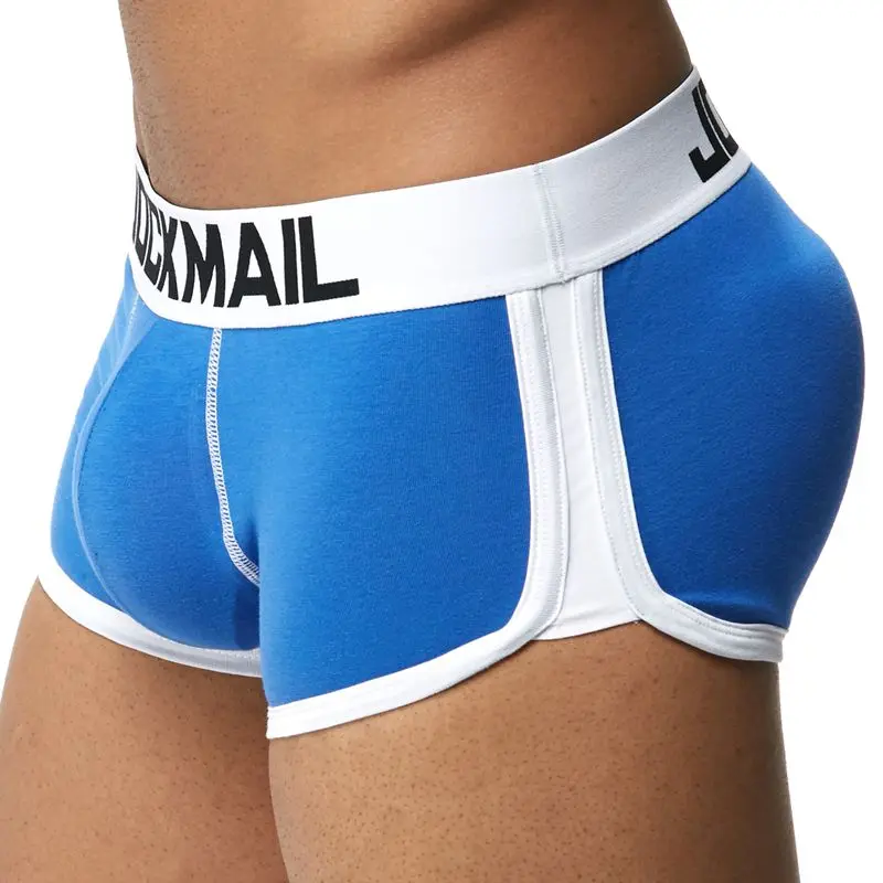 JOCKMAIL, фирменное Мужское нижнее белье, боксеры, плавки с сексуальным мешочком для пениса, усиление выпуклости спереди+ сзади, Двойная съемная чашка пуш-ап