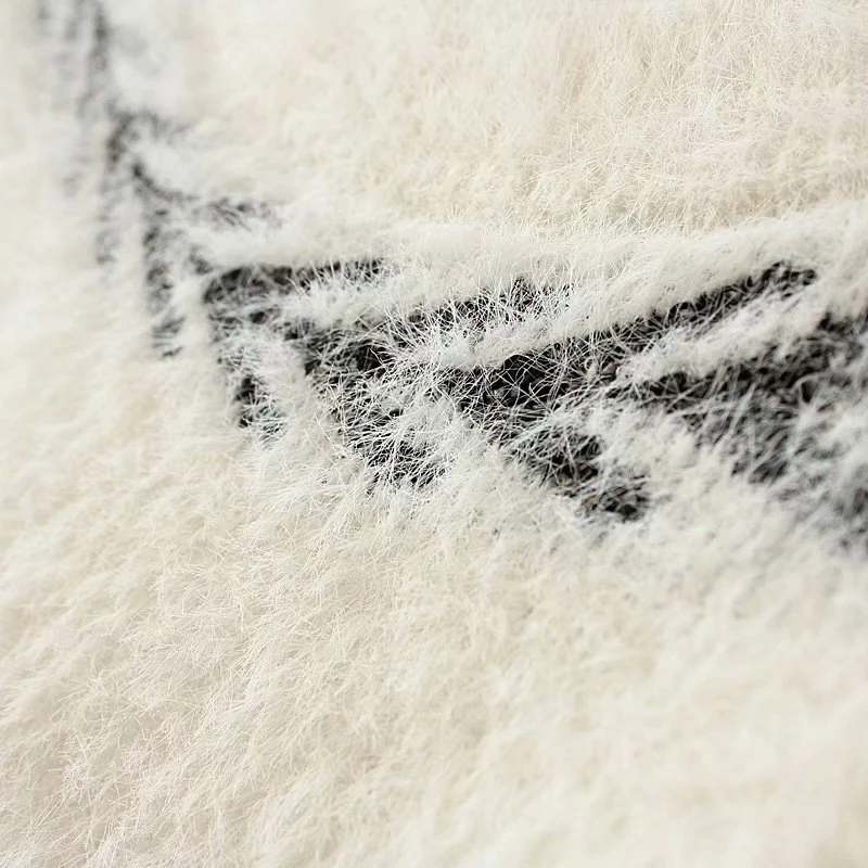LUNDUNSHIJIA осень зима женские свитера плетеная вышивка белый пуловер Топы Круглый Вырез Свободный мохеровый женский свитер