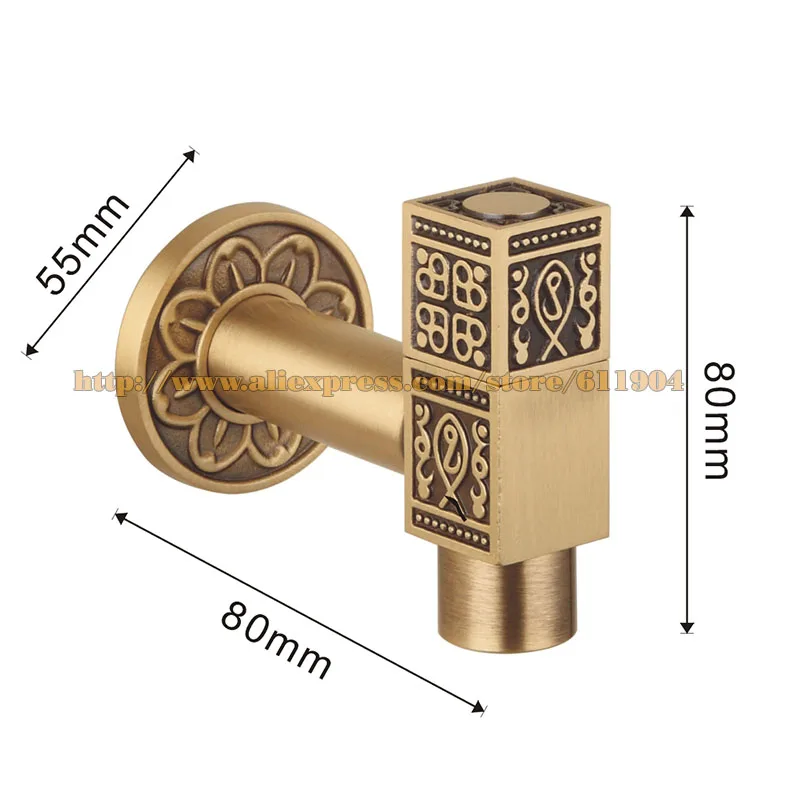 Античная латунь художественная ванная комната настенное крепление раковина бассейна холодной воды кран Винтаж Цветок Резные 2610080