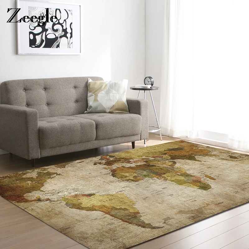 Zeegle напольный коврик, ковры для гостиной, противоскользящий диван, кроме ковриков, для спальни, ковры для детской комнаты, коврик с рисунком карты мира