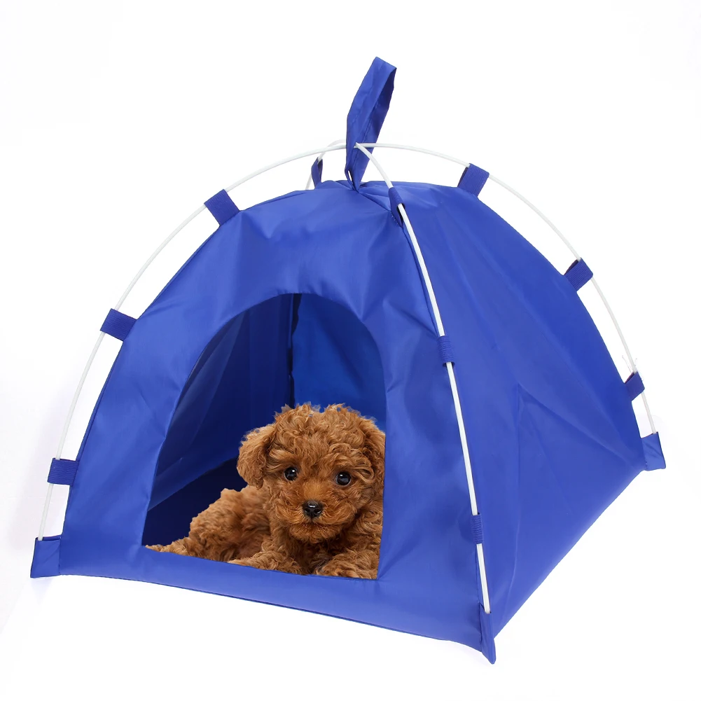 

Oxford Portable Folding Pet Tent House Dog Cat Playing Bed Mat Waterproof Kennel Bed for Small Medium Dogs Outdoor Supplies