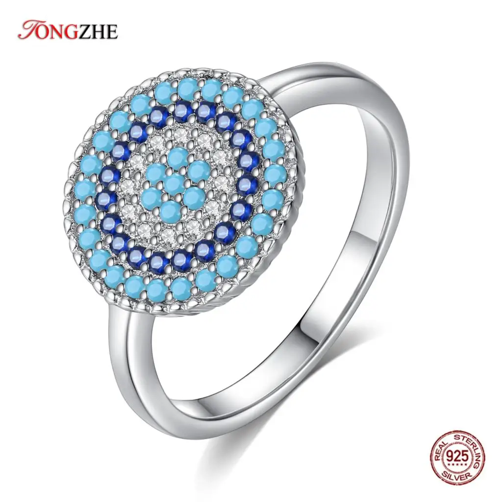 TONGZHE 2018 Fashion Evil Eye Rings Lady Ring Wedding Couples Ring For Women 925 Sterling Silver Jewelry Gift Ring Female