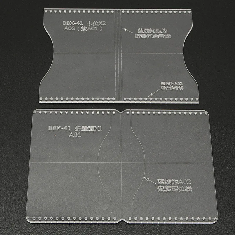 Clear Acrylic Craft Pattern Template Stencil Set Tool For Leather Wallet Bag Billfold Handmade Craft DIY Tool Accessories Mayitr